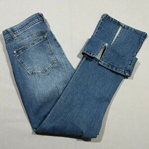 Mac and Me Flare Jeans Front Seam Split Hem Blue Medium Wash Boho Women's 10